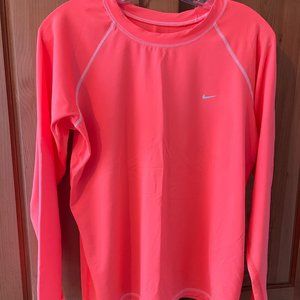 NIKE  WOMENS RASHGUARD / Bright Mango - Orange - LONG-SLEEVED SWIM SHIRT LARGE